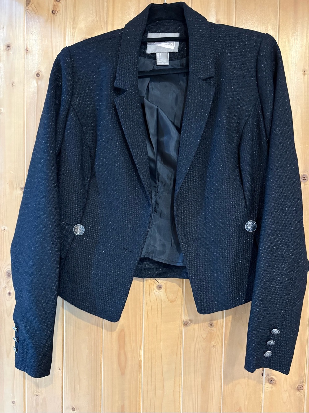 Forever 21 Black Cropped Blazer with Button Detail